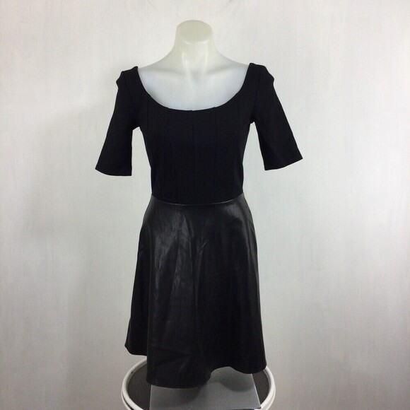 Bailey 44 Womens Fit & Flare Faux Leather Scoop Neck Mini Dress Black Size Small - Picture 9 of 9